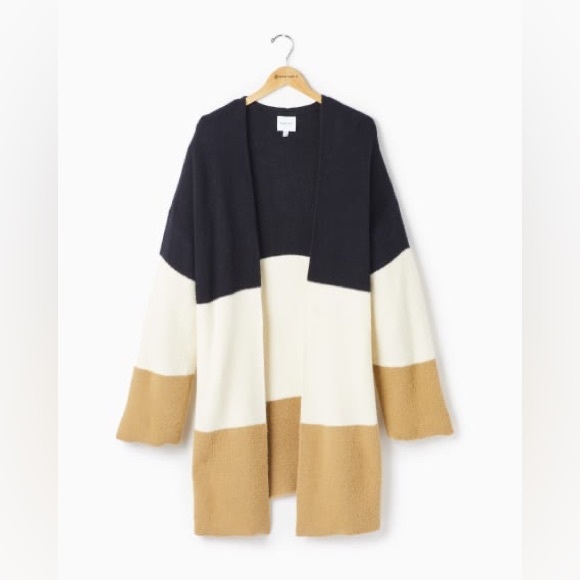 Gilli Color Block Open Cardigan - Black Tan White - Size 3X - Picture 1 of 3